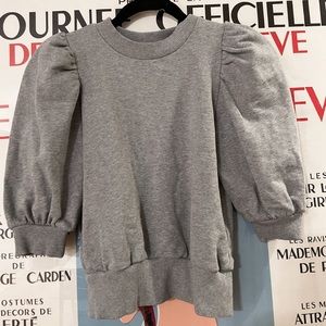 H&M Grey Cotton Puff Sleeve Sweatshirt